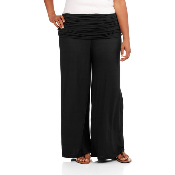 Womens Plus Size Button Embellished Pocket Palazzo Trousers Ladies WideLeg Pants